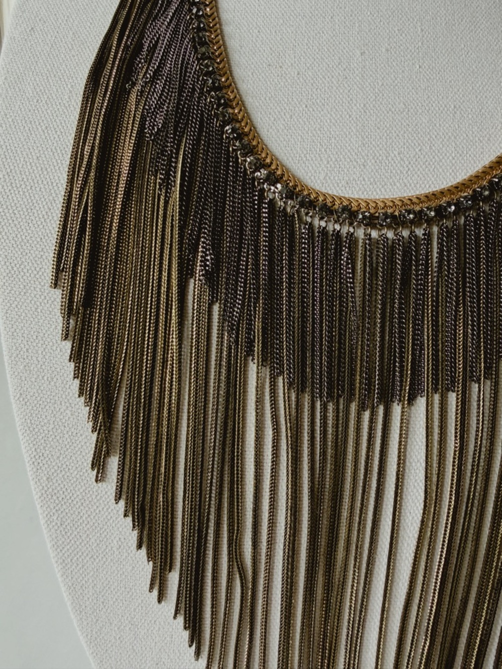 Anthropologie Chain Fringe Necklace Long Boho Statement Festival Gold Tone - Picture 4 of 9